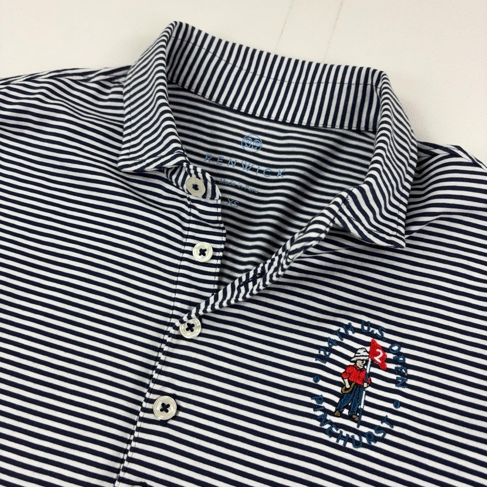 Renwick 124th US Open Pinehurst Shirt Long Sleeve Womens XS Blue Stripe Golf